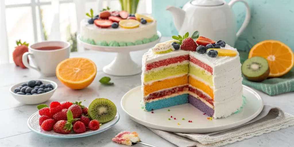 Regenbogenkuchen Rezept vegan
