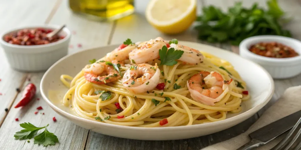 Spaghetti Aglio Olio mit Garnelen
