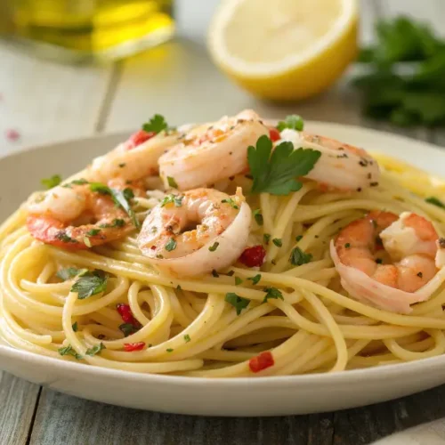 Spaghetti Aglio Olio mit Garnelen