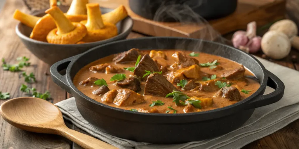 Eierschwammerl Gulasch mit Fleisch