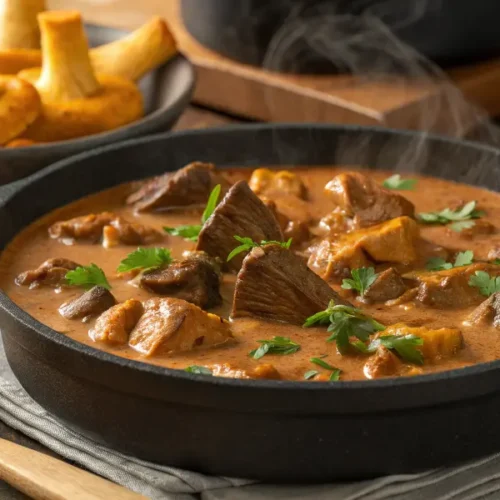 Eierschwammerl Gulasch mit Fleisch