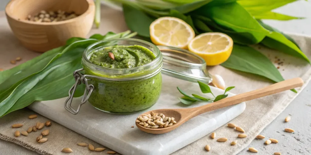 Veganes Bärlauchpesto Ohne Nüsse & Ohne Parmesan