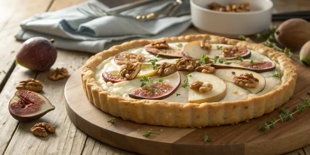 Herzhafte Tarte mit Ziegenkäse, Feigen & Birnen