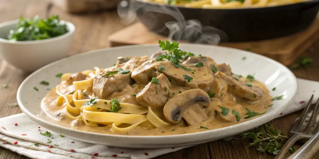 Rahmgeschnetzeltes Rezept Schwein mit Pilzen