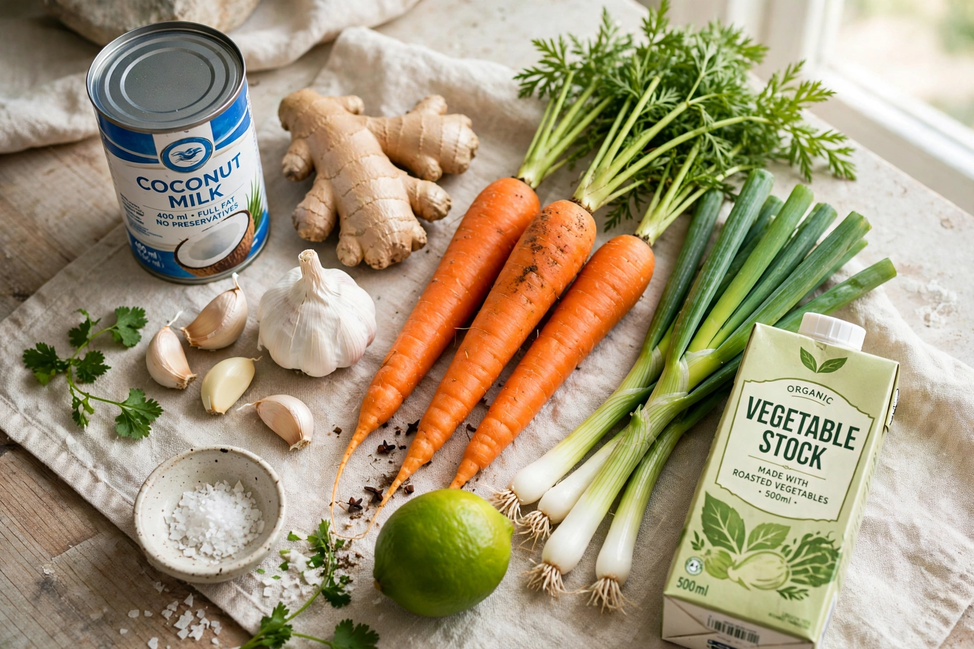 Kokosmilch Suppe Rezept – frische Zutaten für die cremige Suppe