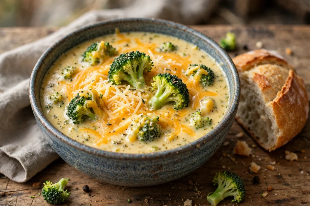 Brokkoli Cheddar Suppe Rezept – Cremige Käsesuppe mit Brokkoli und geschmolzenem Cheddar