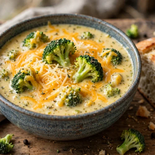 Brokkoli Cheddar Suppe Rezept – Cremige Käsesuppe mit Brokkoli und geschmolzenem Cheddar