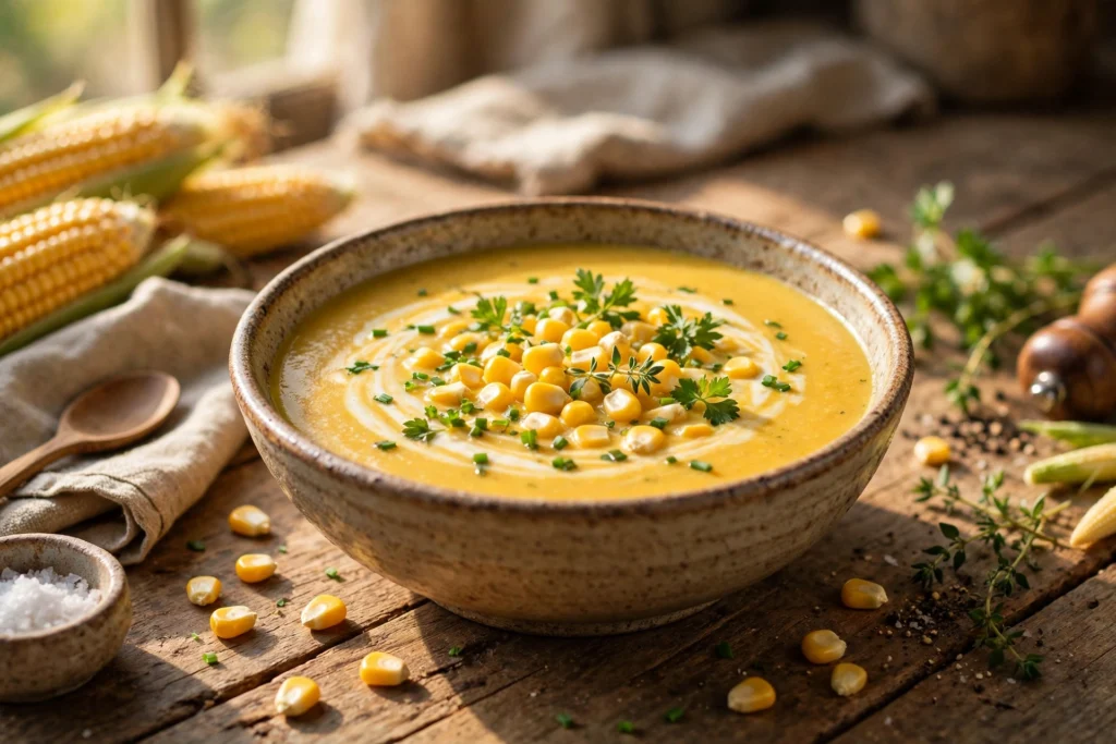 Mais Suppe Rezept – Cremige Suppe mit Maiskörnern und Sahne