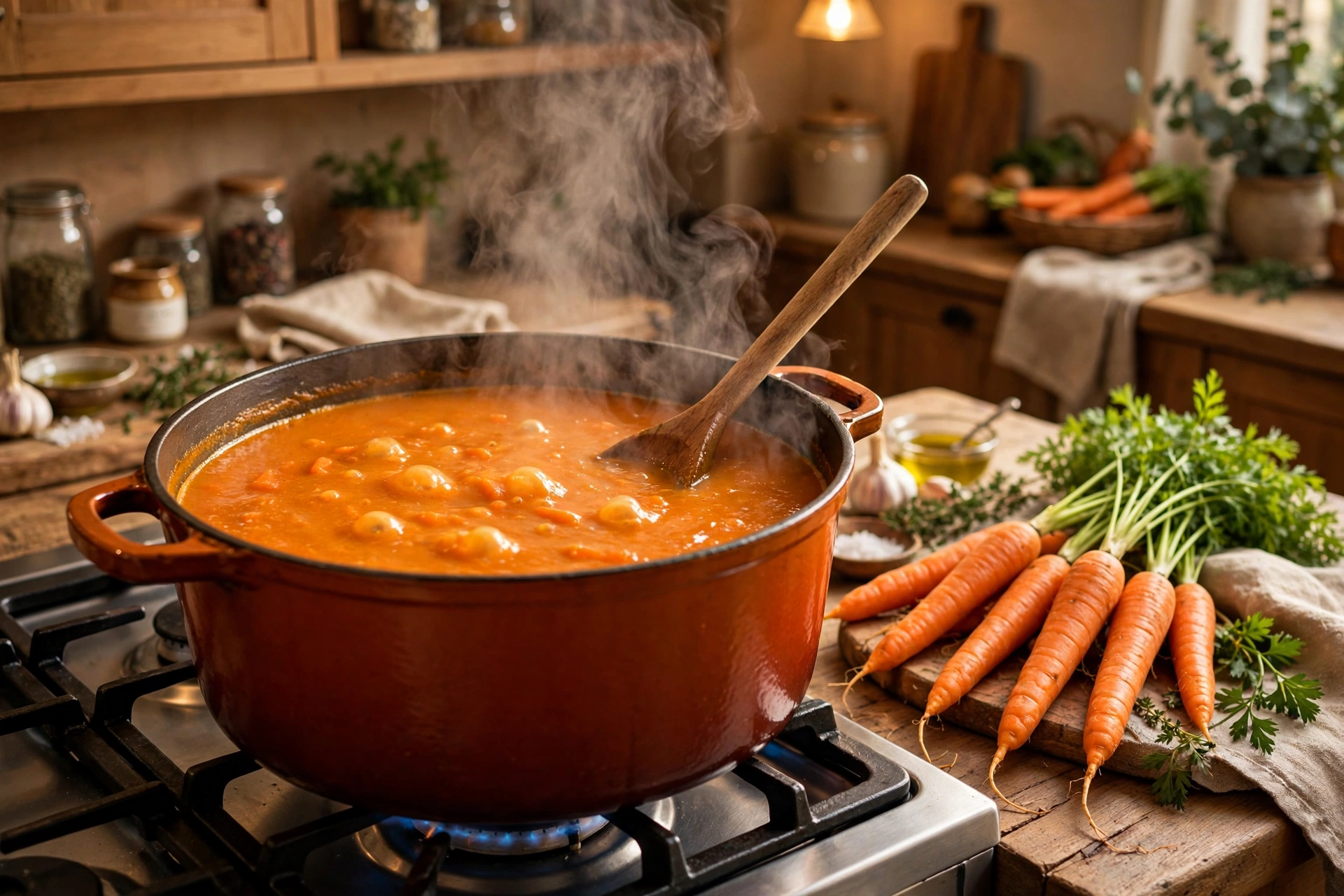 Morosche Suppe Hund Rezept – lange eingekochte Möhrensuppe im Topf