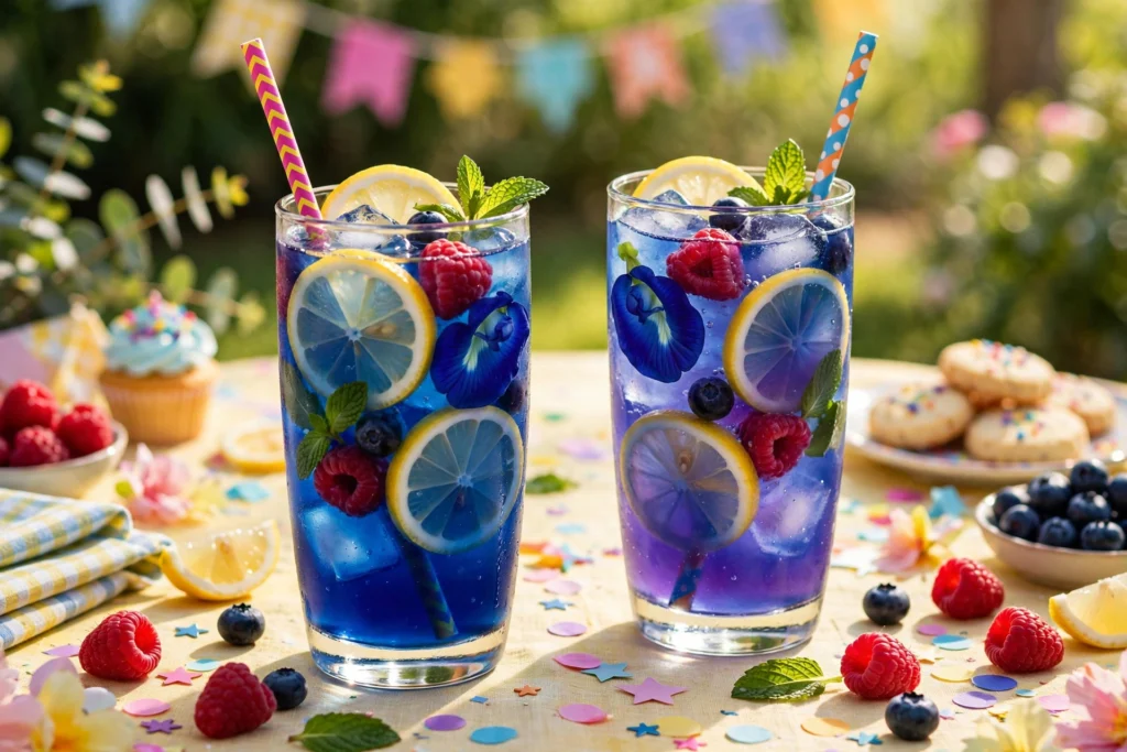 Zaubertrank Rezept Kinder zum Trinken – blauer Farbwechsel-Trank mit Beeren
